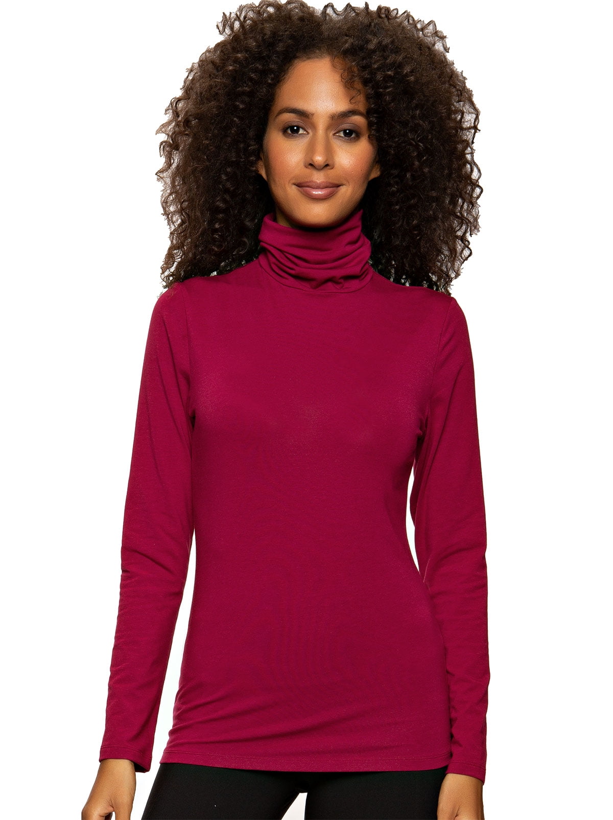 Felina Long Sleeve Cotton Modal Turtleneck Base Layer Beet