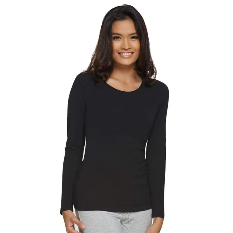 Felina | Long Sleeve Crew Neck Shirt | Cotton & Modal (Black, Small)