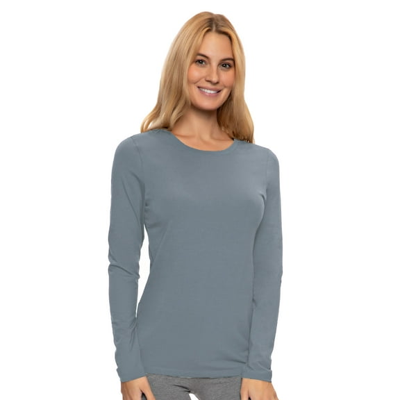 Felina | Long Sleeve Crew Neck Shirt | Cotton & Modal (Flint Stone, X-Large)