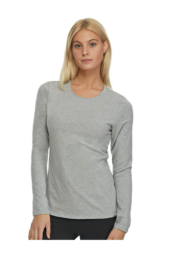 | Long Sleeve Crew Neck Shirt | Cotton & Modal (Heather Gray, X-Large)