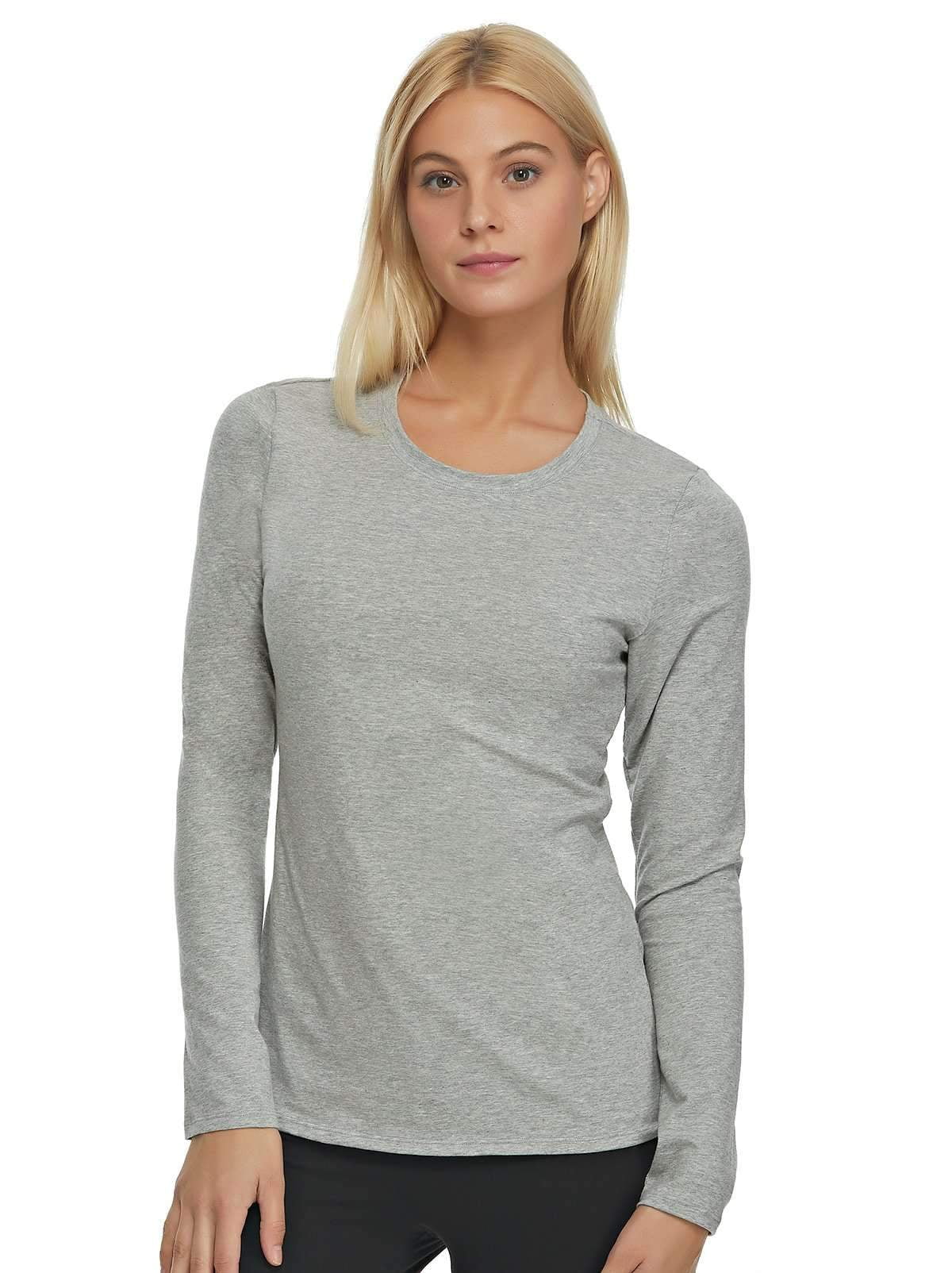 & Grey, Heather | Felina Modal Shirt Crew | Long (Medium Large) Neck Sleeve Cotton