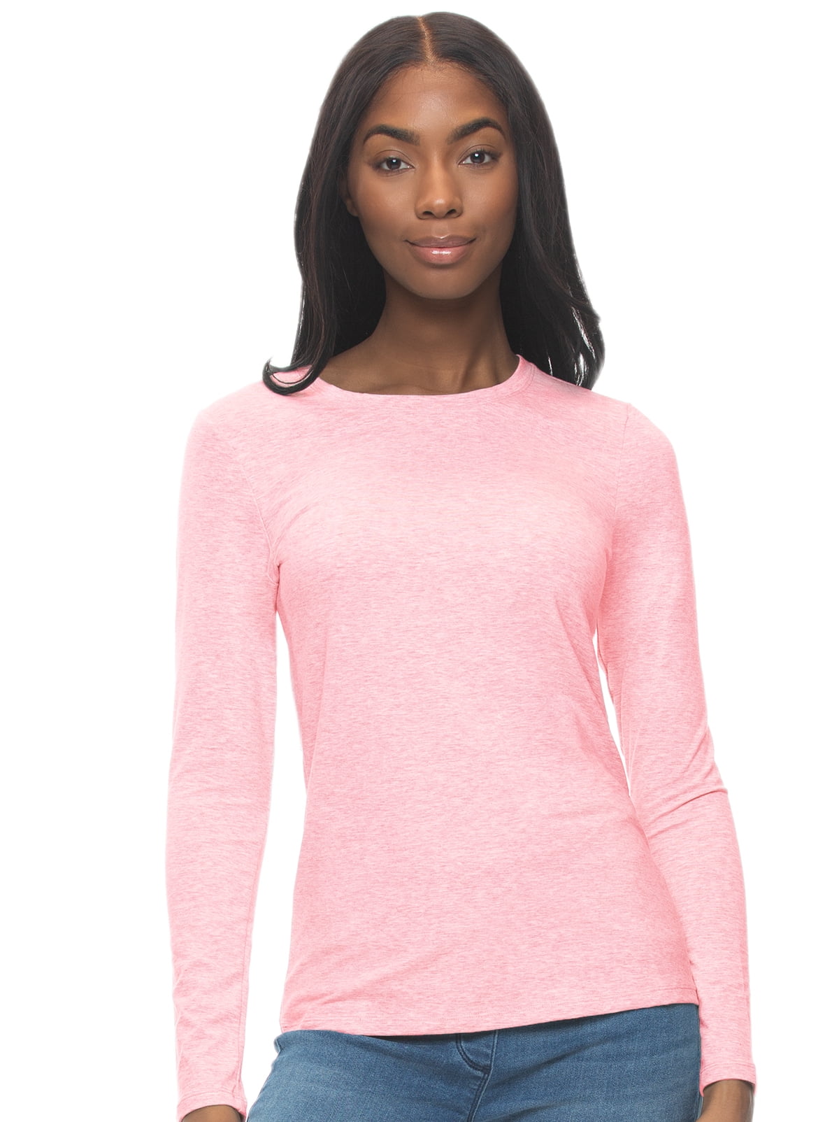 Felina | Long Sleeve Crew Neck Shirt | Cotton & Modal (Medium Heather Grey,  Large)