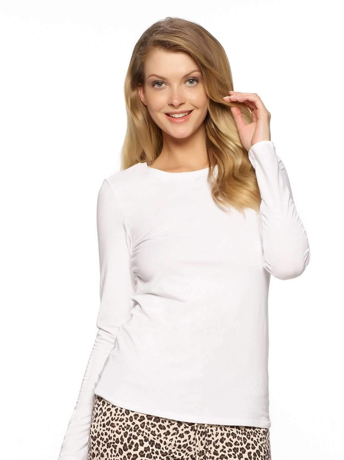 Felina | Neck Modal Grey, Heather Shirt Cotton Crew (Medium Sleeve Long & | Large)