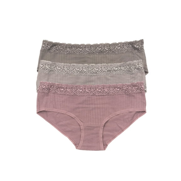 Felina | Low Rise Micro Modal Hipster | Panty | 3-Pack | Lace (Misty Mauves, Medium)