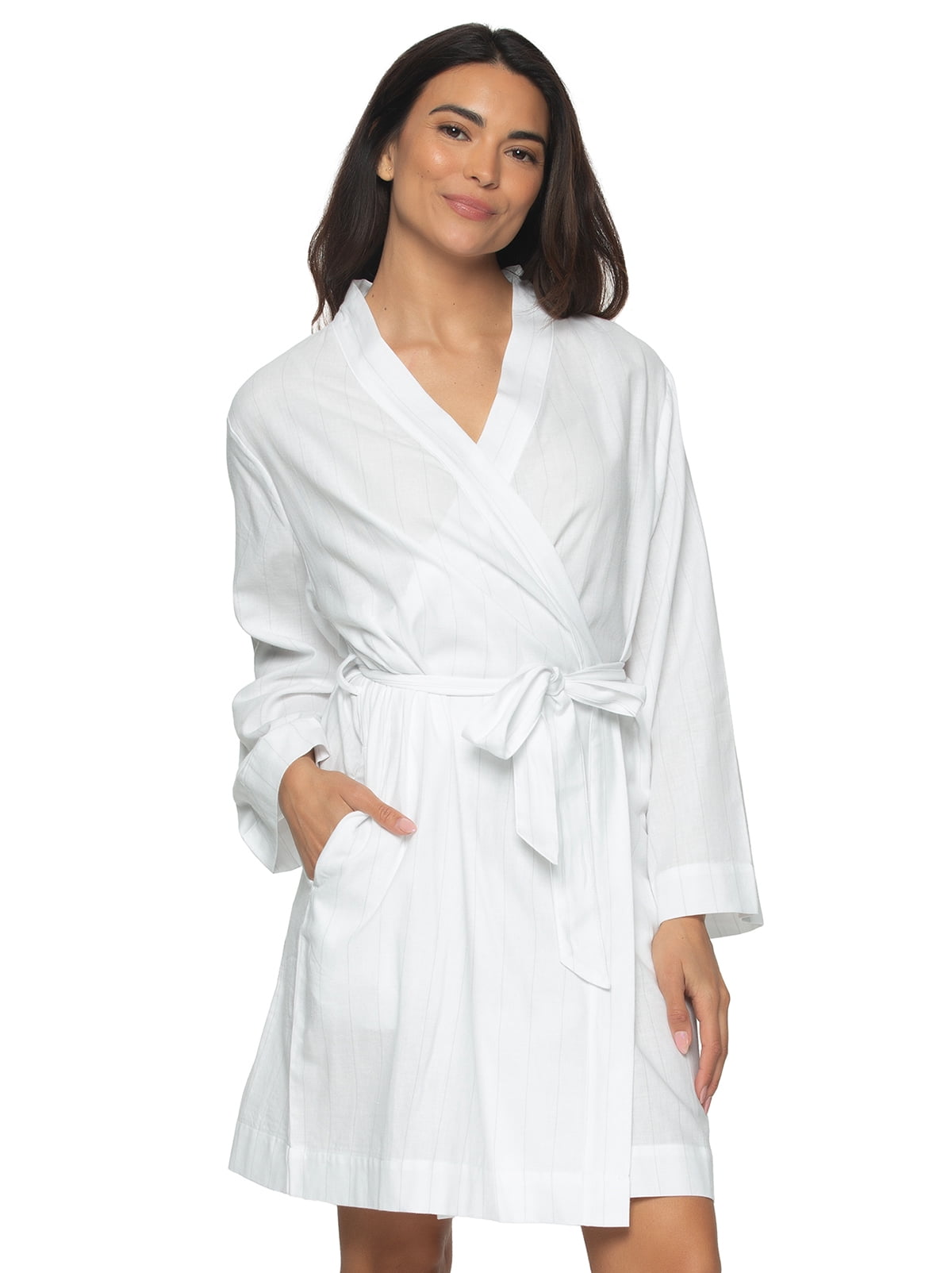 Comfortable Robe Felina - Mirielle Robe - Striped Cotton Poplin Robe, Lightweight ...