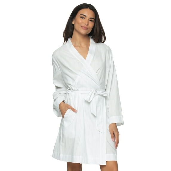 Felina - Mirielle Robe - Striped Cotton Poplin Robe, Lightweight & Comfortable (Cloudy Slate, X-Large)