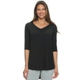thumbnail image 1 of Felina | Modal V-Neck Tunic Top | Women's Shirt (Black, Large), 1 of 3