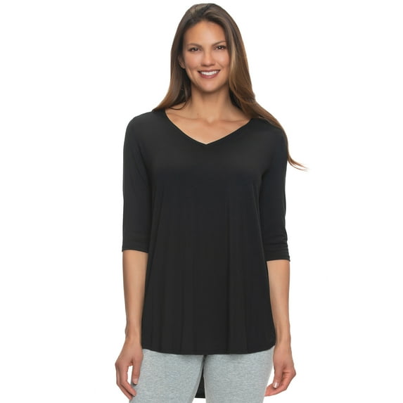 Felina | Modal V-Neck Tunic Top | Women's Shirt (Black, Large)