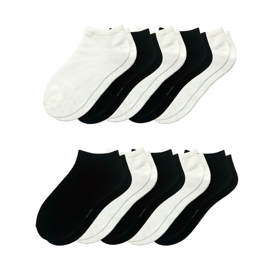 Felina | No-Show Bamboo Women's Socks | 10-Pack (Black White, One Size)