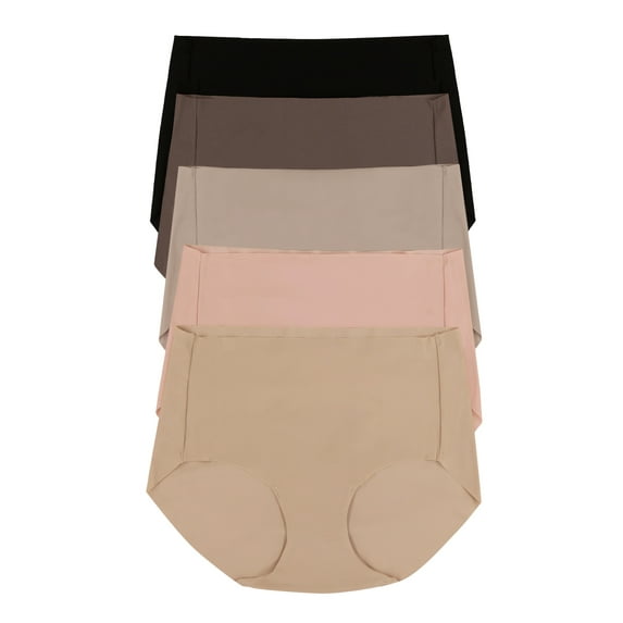 Felina No Show Elastic Free Brief 5-Pack (Cafe Neutrals, X-Large)