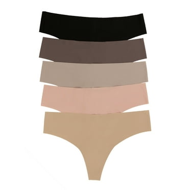 Felina No Show Elastic Free Thong 5-Pack (Cafe Neutrals, Large)