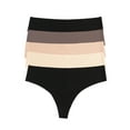 thumbnail image 1 of Felina No Show Elastic Free Thong 5-Pack (Chic Neutrals, Medium), 1 of 5