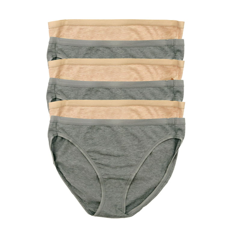 Felina Organic Cotton Bikini Underwear for Women - Bikini Panties for Women,  Seamless Panties for Women (6-Pack) (Wheat Slate, Small) 