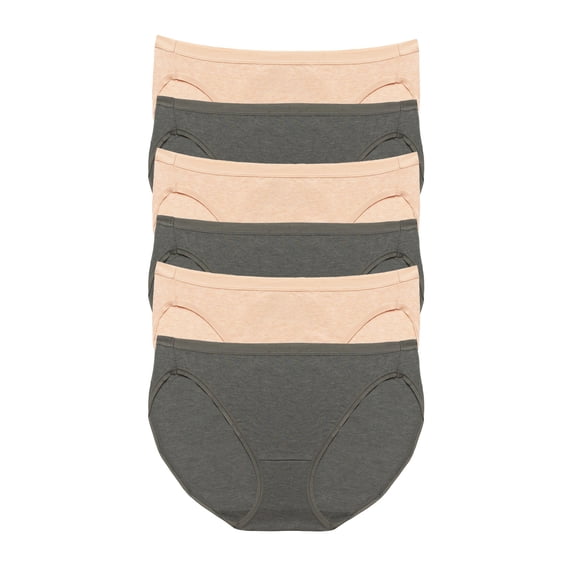 Felina Organic Cotton Bikini Underwear for Women - Bikini Panties for Women, Seamless Panties for Women (6-Pack) (Wheat Slate, X-Small)
