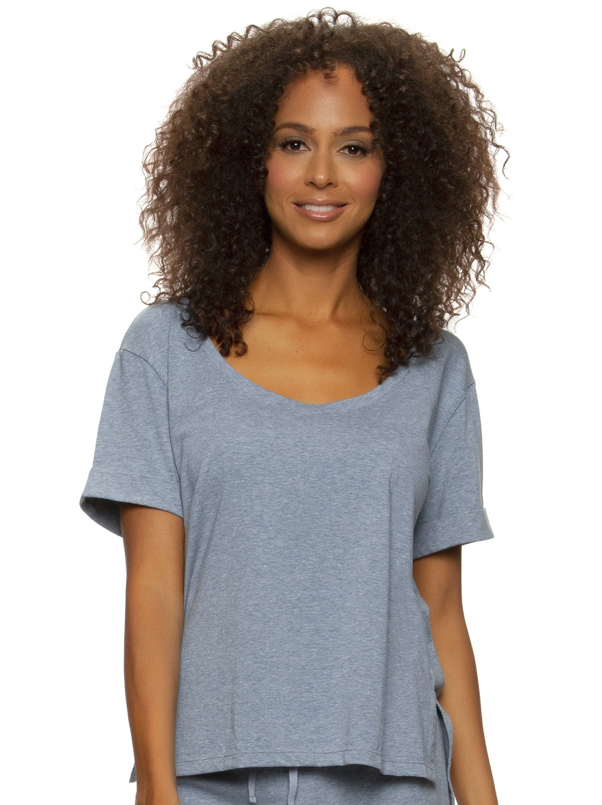Felina Organic Cotton Stretch ScoopNeck Tee (Sky, Large)