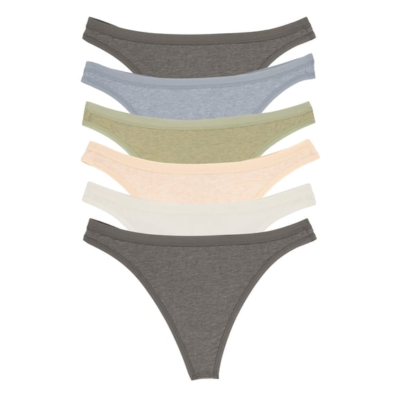 Felina Women's Organic Cotton Thong Underwear, 6-Pack