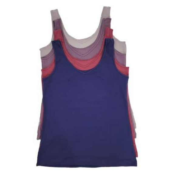 Felina Reversible Cotton Women’s Tank Top | 4-Pack (Anitra Purple, Large)