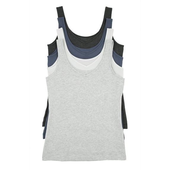 Felina Reversible Cotton Women’s Tank Top | 4-Pack (Beautiful Blues, Small)