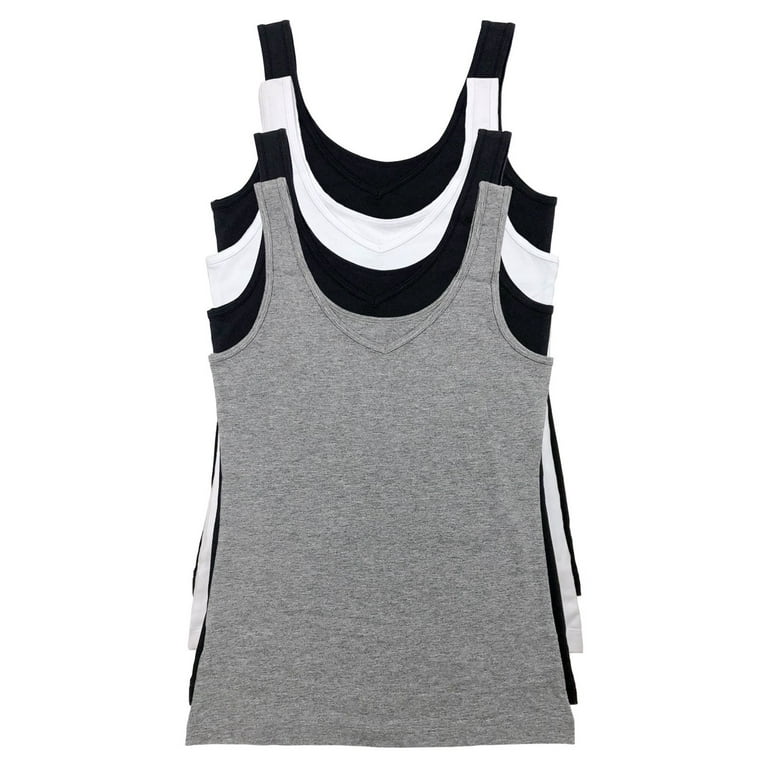 Felina Reversible Cotton Women's Tank Top  4-Pack (Heather Grey, Small) 