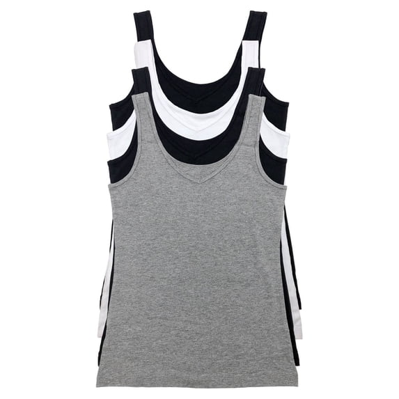 Felina Reversible Cotton Stretch Womens Tank Top | 4-Pack (Basics, Large)