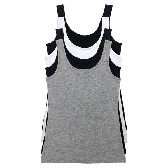 Felina Reversible Cotton Womens Tank Top | 4-Pack (Heather Grey, X-Large)