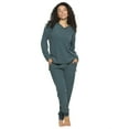 thumbnail image 1 of Felina - Serena V-Neck Top & Jogger Lounge Set | 2-Piece Ultra-Soft Knit Top & Pants Loungewear (Blue Wing Teal, Large), 1 of 3