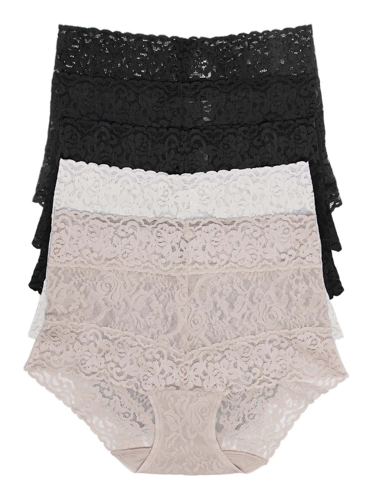 Felina Signature Stretchy Lace HiWaisted Boyleg Panty 5Pack (Black