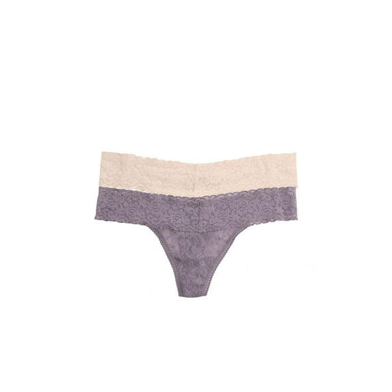 Felina | Signature Stretchy Lace Low Rise Thong 2-Pack | Panty (Bare Mink, L/XL)