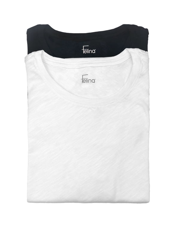 | Slub Jersey Crew Neck T-Shirt | 2-Pack (Medium, Black White)