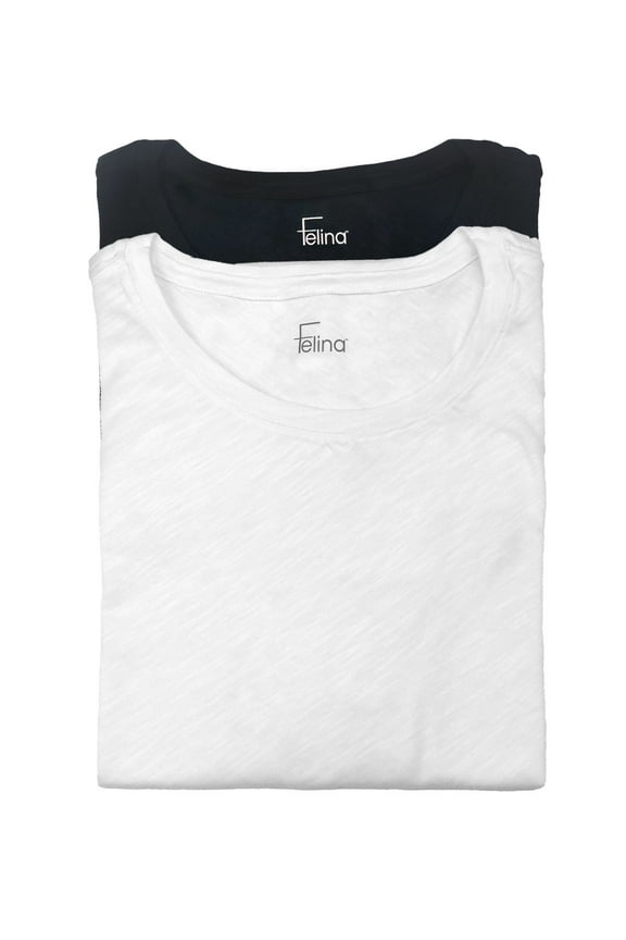 | Slub Jersey Crew Neck T-Shirt | 2-Pack (Medium, Black White)