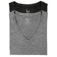 thumbnail image 1 of Felina | Slub Jersey V-Neck T-Shirt | Short Sleeve | 2-Pack (Black Gray Heather, Small), 1 of 3