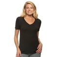 thumbnail image 1 of Felina | Slub Jersey V-Neck Tee | Short Sleeve T-Shirt (Black, X-Small), 1 of 2