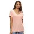 thumbnail image 1 of Felina | Slub Jersey V-Neck Tee | Short Sleeve T-Shirt (Candlelight Peach, X-Large), 1 of 2