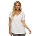 thumbnail image 1 of Felina | Slub Jersey V-Neck Tee | Short Sleeve T-Shirt (White, X-Large), 1 of 2