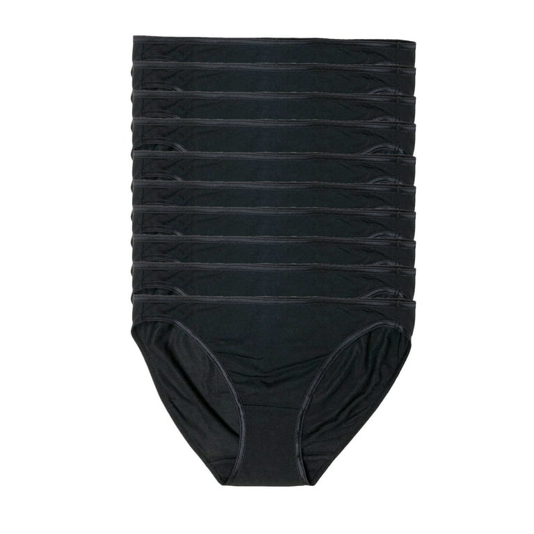 Felina Smooth Low Rise Bikini Panties - Seamless Underwear for Women,  Panties for Women (10-Pack) (Black, Small) 