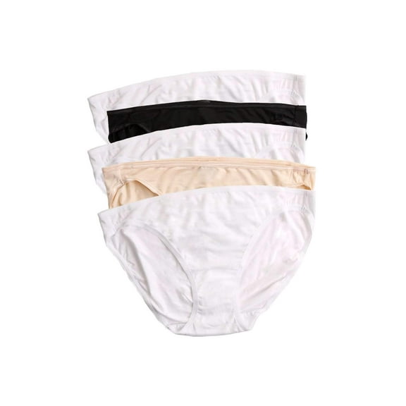 Felina Smooth Low Rise Bikini Panties - Seamless Underwear for Women, Panties for Women (5-Pack) (Black Neutral White, Small)