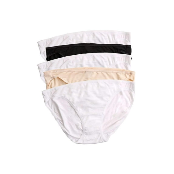 Felina Smooth Low Rise Bikini Panties - Seamless Underwear for Women, Panties for Women (5-Pack) (Black Neutral White, Small)