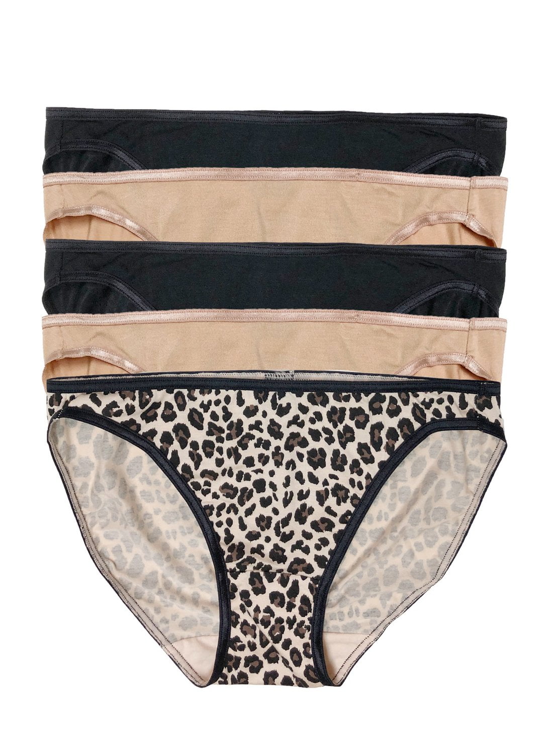 Felina Smooth Low Rise Bikini Panties - Seamless Underwear for Women,  Panties for Women (5-Pack) (Cheetahlicious, X-Large)