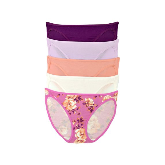 Felina Smooth Low Rise Bikini Panties - Seamless Underwear for Women, Panties for Women (5-Pack) (Pink Florals, Medium)