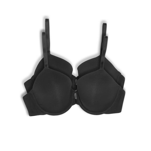 Felina | So Smooth Modal Everyday Demi T-Shirt Bra | Lightly Padded | 2-Pack (Black, 38DD)