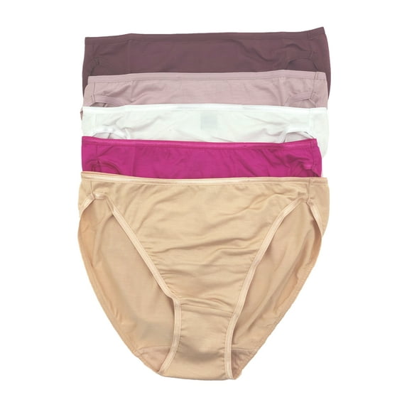 Felina | So Smooth Modal Hi Cut Panty | Hi Leg Opening Panties for Women | 5-Pack (X-Large, Fall Wines)
