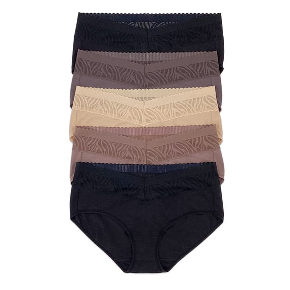 Felina - Stay In Place Hipster Underwear 5-Pack - Breathable Cotton Modal Panties Mid-Rise No-Dig Comfort