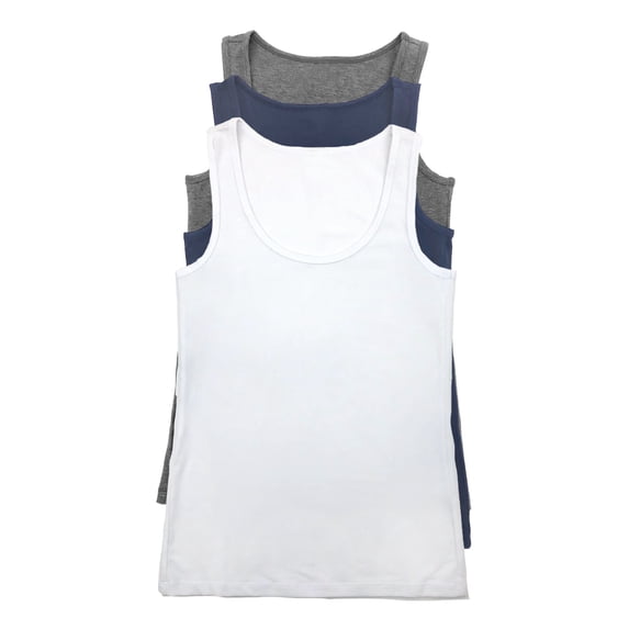 Felina Stretch Layering Womens Tank Top - Seamless Cotton Tank Top for Women, Workout Top (3-Pack) (Gray Vintage Indigo White, Small)
