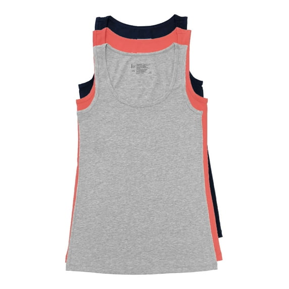 Felina Stretch Layering Womens Tank Top - Seamless Cotton Tank Top for Women, Workout Top (3-Pack) (Grey Coral Navy, Small)