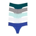 thumbnail image 1 of Felina Stretchy Lace Low Rise Thong - Sexy Underwear for Women, Thongs for Women, Seamless Panties for Women (5-Pack) (Blue Lagoon, L/XL), 1 of 1