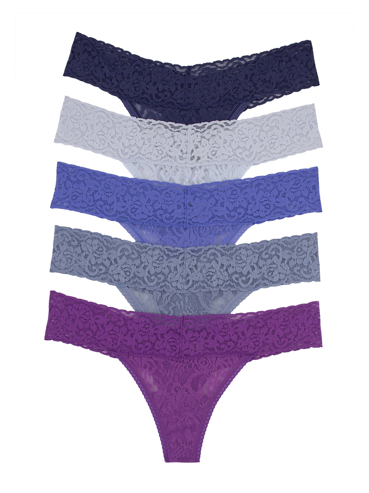 Lucky Brand Women's Crochet Lace Seamless Thong Panty 3 Pack (Small,  Purple/Heather Grey/Blue) - Yahoo Shopping