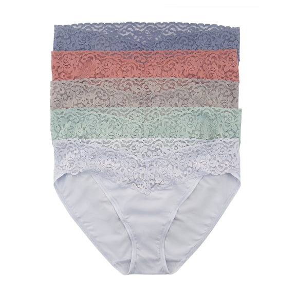 Felina Stretchy Lace Trimmed Bikini Underwear - Sexy Underwear for Women, Bikini Panties, Seamless Panties (5-Pack)