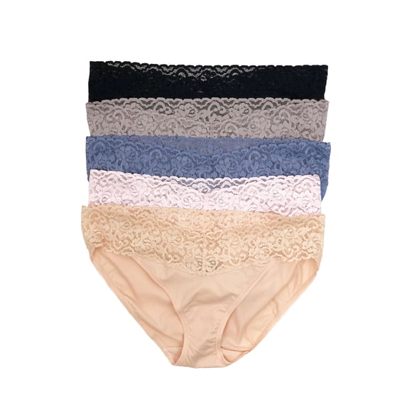 Felina Stretchy Lace Trimmed Bikini Underwear - Sexy Underwear for Women, Bikini Panties, Seamless Panties (5-Pack)