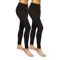 thumbnail image 1 of Felina Sueded Athleisure Performance Legging (2-Pack) Womens Leggings w/Slimming Waist Band Style: C3690RT (Large, Black), 1 of 2