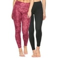 thumbnail image 1 of Felina Sueded Athleisure Performance Legging (2-Pack) Womens Leggings w/Slimming Waist Band Style: C3690RT (Maroon Floral Black, X-Large), 1 of 3